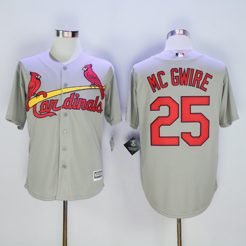 Men St. Louis Cardinals #25 Mc Gwire Grey Throwback MLB Jerseys->->MLB Jersey